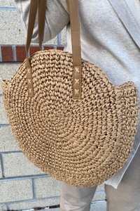 Round Straw Shoulder Bag